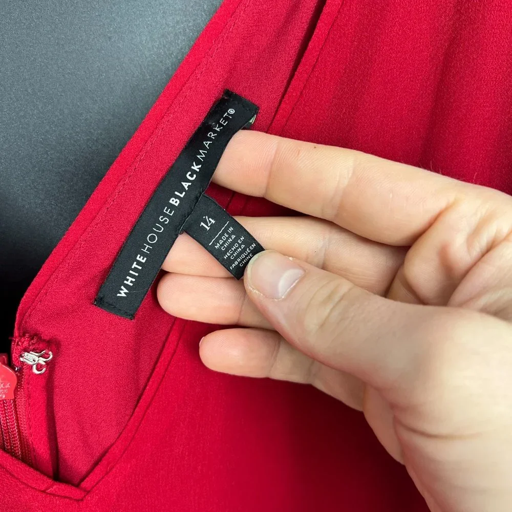 WHBM | Size 14. Red Crepe Pleated dress - Picture 6 of 13